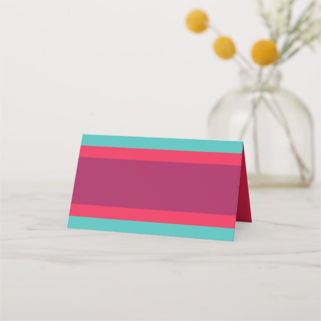 Modern Color Block Turquoise Pink Purple Place Card (Front)