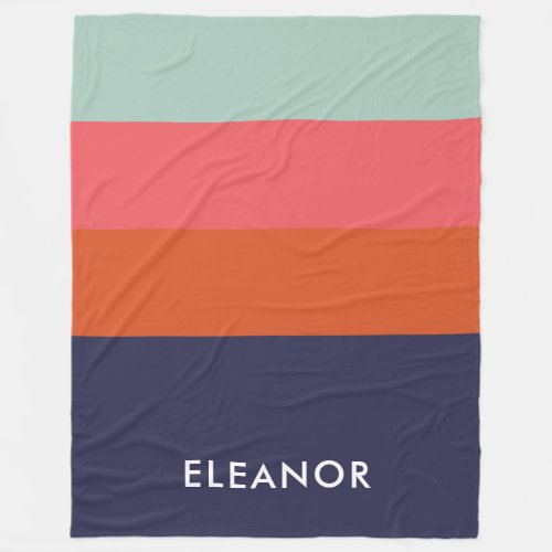 Modern Color Block Wide Stripes Personalized Fleece Blanket