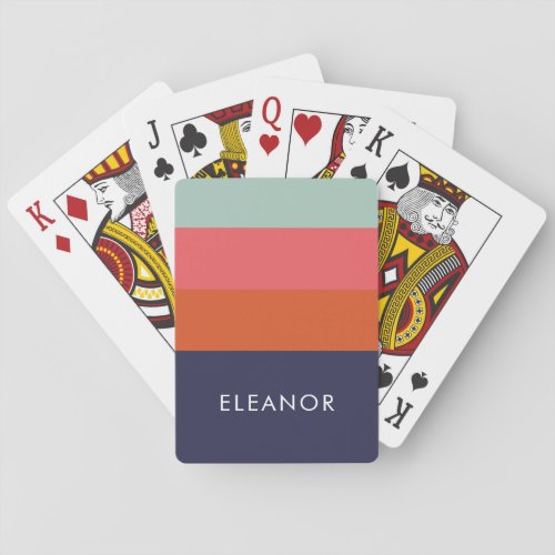 Modern Color Block Wide Stripes Personalized Poker Cards