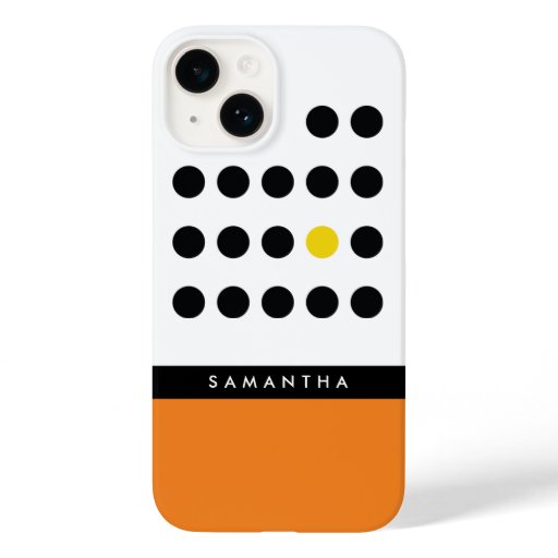 Modern Color Block with Polka Dots Monogram Case-Mate iPhone 14 Case