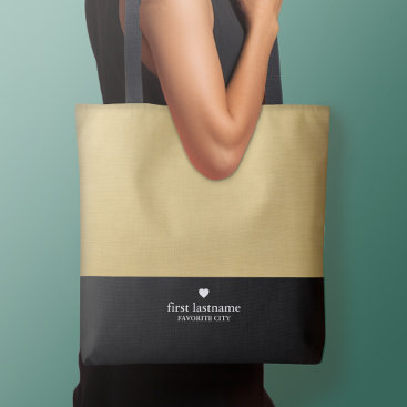 Modern Color Block with Upscale Heart Monogram Tote Bag