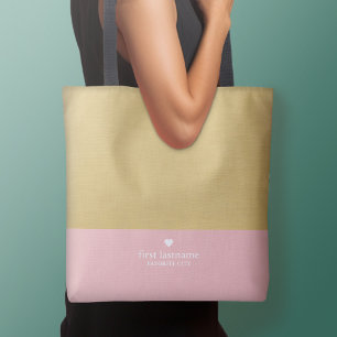 Modern Color Block with Upscale Heart Monogram Tote Bag