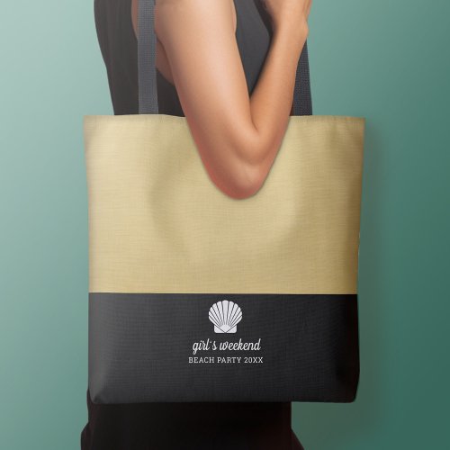 Modern Color Block with Upscale Shell Beach Tote Bag