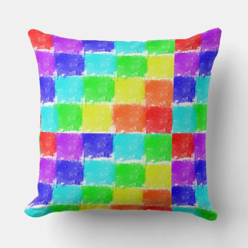 Modern Color Blocks Abstract Pattern Throw Pillow