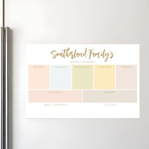 Modern Color Blocks Custom Family Weekly Organizer Magnetic Dry Erase Sheet