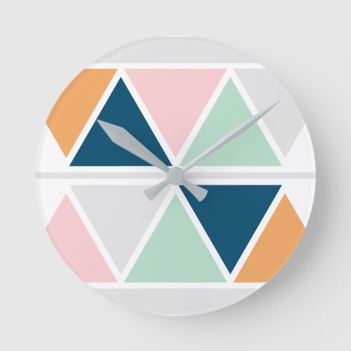 Modern color blocks geometric abstract elegant round clock