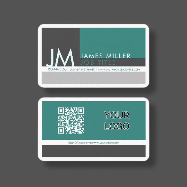 Modern Color Blocks  | Green Grey White Business Card (Creator Uploaded)