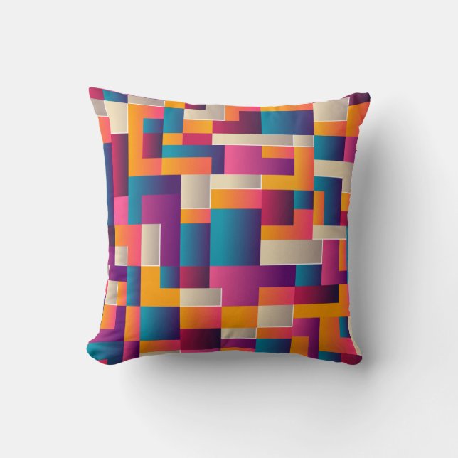 Modern Color Blocks Throw Pillow (Front)