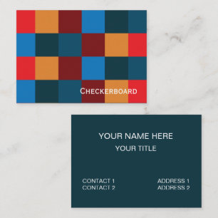 Modern Color Checkered Checkerboard Business Card
