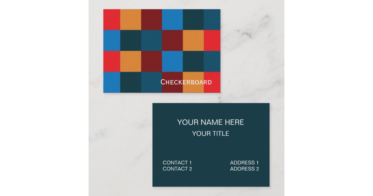 Modern Color Checkered Checkerboard Business Card | Zazzle