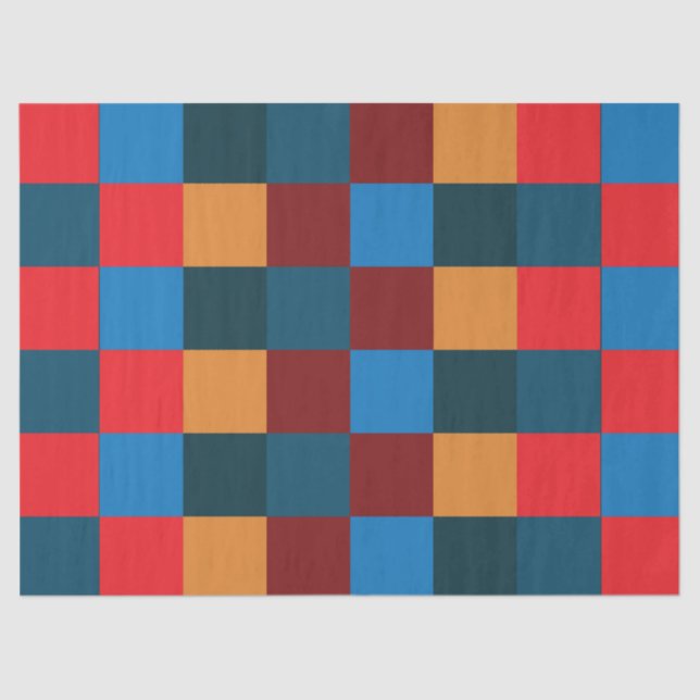 Modern Color Checkered Checkerboard Tissue Paper (Front)