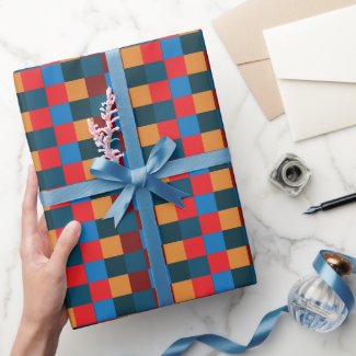 Modern Color Checkered Checkerboard Wrapping Paper