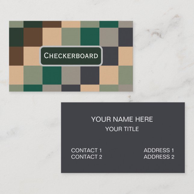Modern Color Checks Checkerboard Business Card (Front/Back)