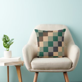 Modern Color Checks Checkerboard Throw Pillow