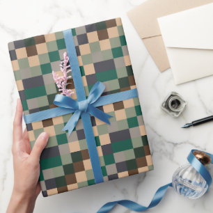 Modern Color Checks Checkerboard Wrapping Paper