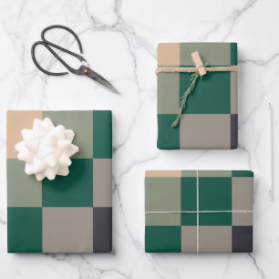 Modern Color Checks Checkerboard Wrapping Paper Sheets