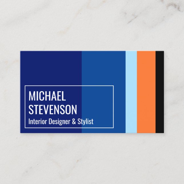 Modern color contrast style blue business card (Front)