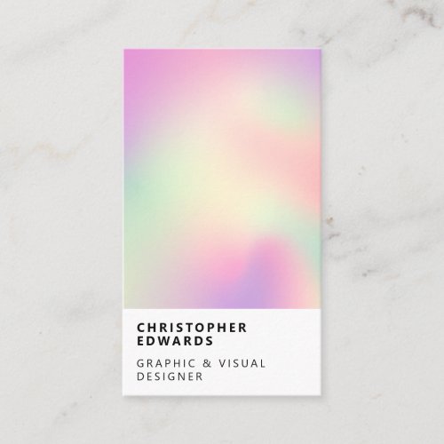 Modern color holographic gradient white minimalist business card