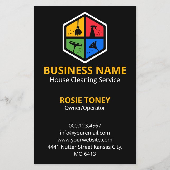 Modern Color Logo House Cleaning Service QR Code Flyer (Front)