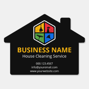 Modern Color Logo House Cleaning Service Sign