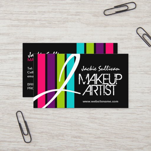 Customizable Makeup Artist Monogram Business Cards