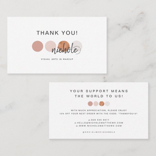 Modern Color Palette Makeup Artist Discount Card (Front/Back)