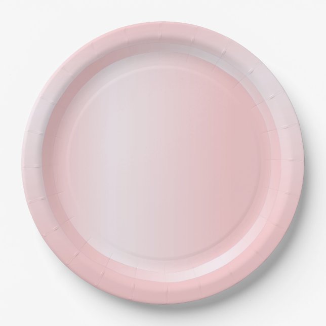 Modern Color Pink Rose Gold Trendy Template Paper Plates (Front)