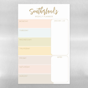 Modern Color Stripe Custom Family Weekly Organizer Magnetic Dry Erase Sheet