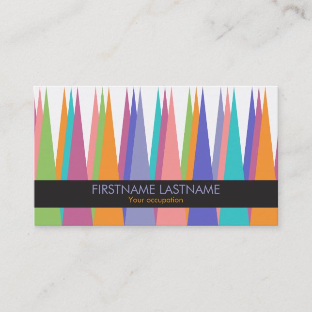 Modern Color Tall Triangles Profile Business Card (Front)