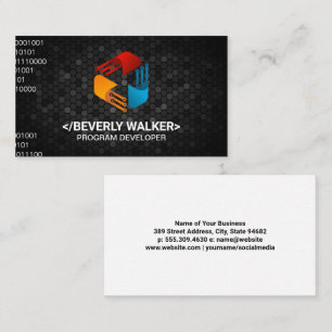 Modern Color Tech Logo   Binary code Business Card