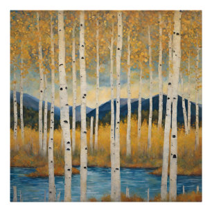 Modern Colorado Aspens Mountain Fall Poster