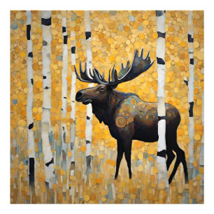 Modern Colorado Aspens Mountain Moose Photo Print