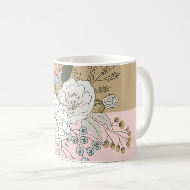 Modern Colorblock Bouquet Coffee Mug (Front Right)