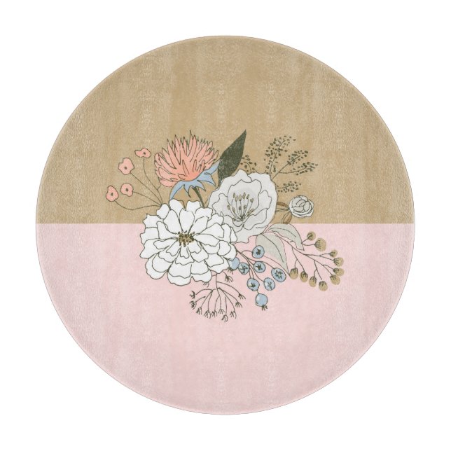 Modern Colorblock Bouquet Cutting Board (Front)