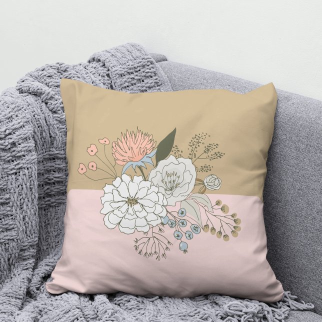 Modern Colorblock Bouquet Throw Pillow (Creator Uploaded)