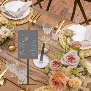Modern Colorblock Guest Name List Dark Silver Table Number