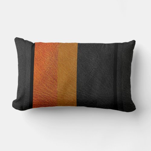 Modern Colorblock Leather Look Lumbar Pillow