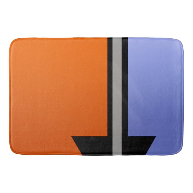 Modern Colorblock Orange, Periwinkle, Black, Gray Bath Mat (Front)