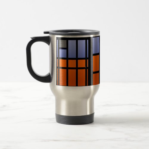 Modern Colorblock Orange Periwinkle Black Gray Travel Mug