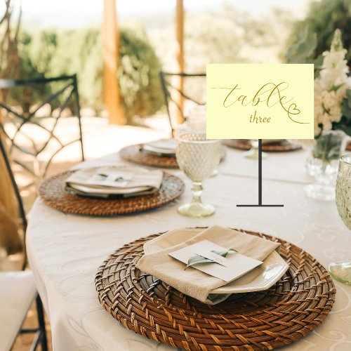 Modern Colorblock Wedding | Butter Yellow Table Number