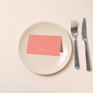 Modern Colorblock Wedding Dark Coral Place Card
