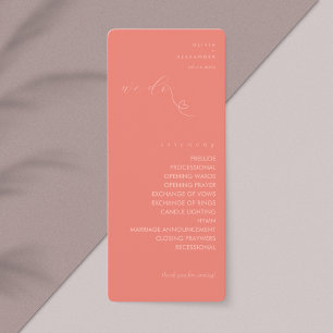 Modern Colorblock Wedding Program   Dark Coral