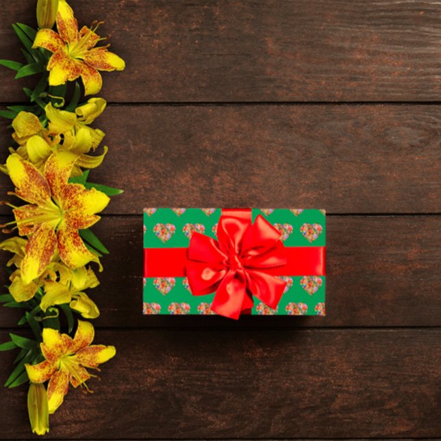 Modern colored heart green pattern wrapping paper (Creator Uploaded)