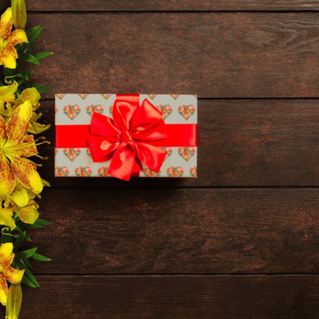 Modern colored heart grey pattern wrapping paper (Creator Uploaded)