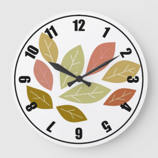 Modern Colored Leaves Large Clock