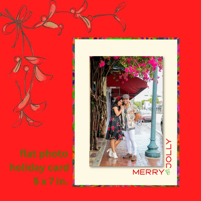 Modern colorful 1 photo Christmas holiday card (Creator Uploaded)