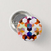Modern Colorful 3d Cubes and Hexagons pattern Button (Front & Back)
