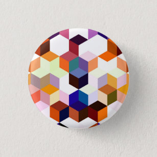 Modern Colorful 3d Cubes and Hexagons pattern Button