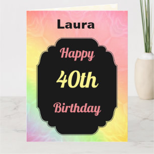 Modern colorful 40th Birthday Card