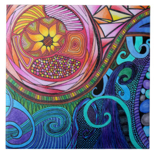 Modern Colorful Abstract Art Ceramic Tile